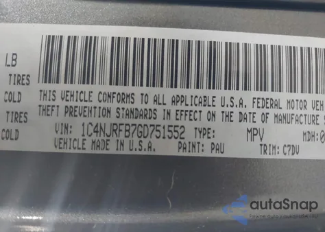 2016 Jeep Patriot Latitude из США, поврежденный, VIN 1C4NJRFB7GD751552